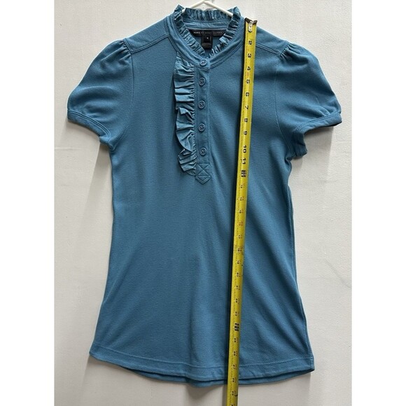 Marc Jacobs women size small Y2K puff short sleeve blue polo top cotton blouse - Picture 7 of 11